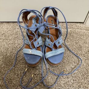 EFE Blue Wedge Heels Size EU 37